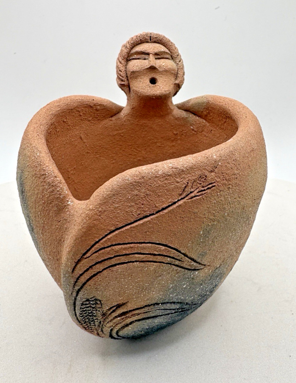Jessie Marcus Taos Pueblo Micaceous Clay Effigy Cup Bowl Native American Pottery